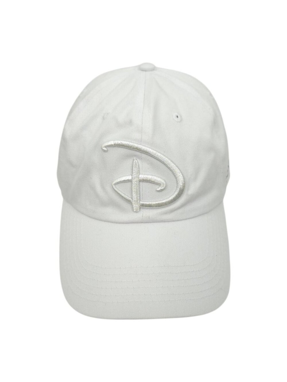 Disney 100 Years of Wonder White Embroidered D Logo Baseball Hat Cap Minimalist